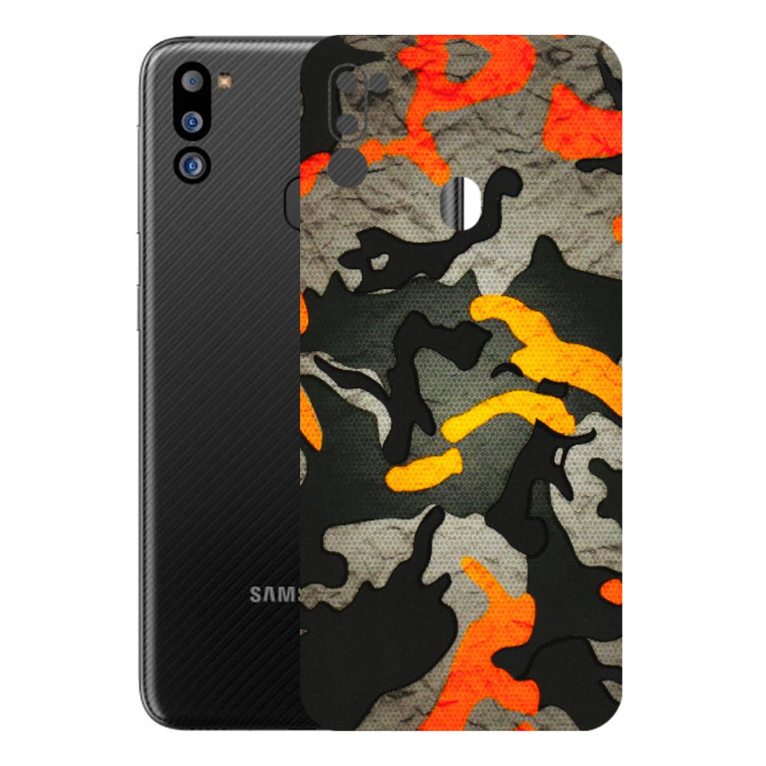 Samsung M/F/Note/Flip and C Phone Skins (All Models) - Orange Camouflage - 3D Embossed Finish (L-204) Samsung Galaxy M21 2021