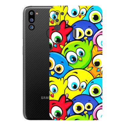 Samsung M/F/Note/Flip and C Phone Skins (All Models) - Cute Fluffy Birds - 3D Embossed Finish (L-213) Samsung Galaxy M21 2021