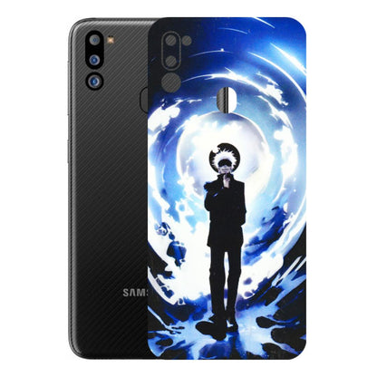 Samsung M/F/Note/Flip and C Phone Skins (All Models) - Satoru Gojo Dark Blue - 3D Embossed Finish (L-235) Samsung Galaxy M21 2021