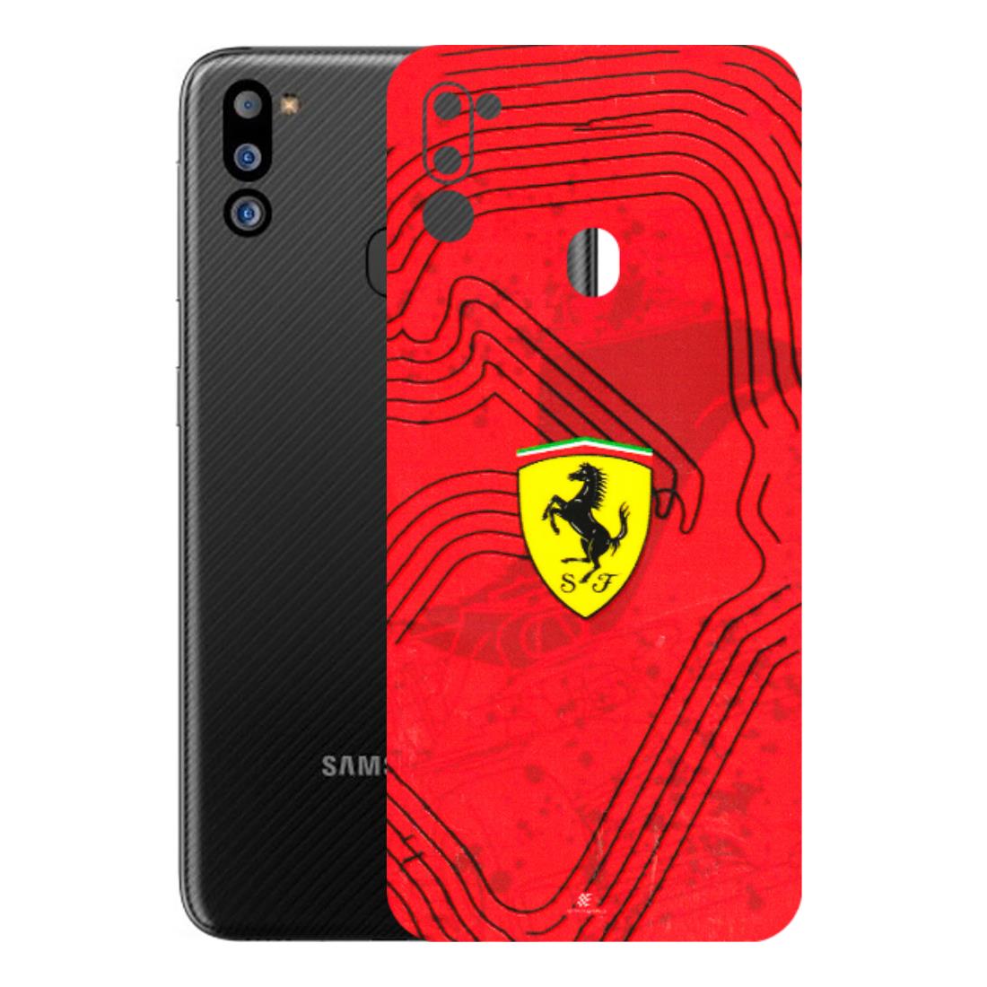 Samsung M/F/Note/Flip and C Phone Skins (All Models) - Red Ferrari Logo Stylish - 3D Embossed Finish (L-238) Samsung Galaxy M21 2021