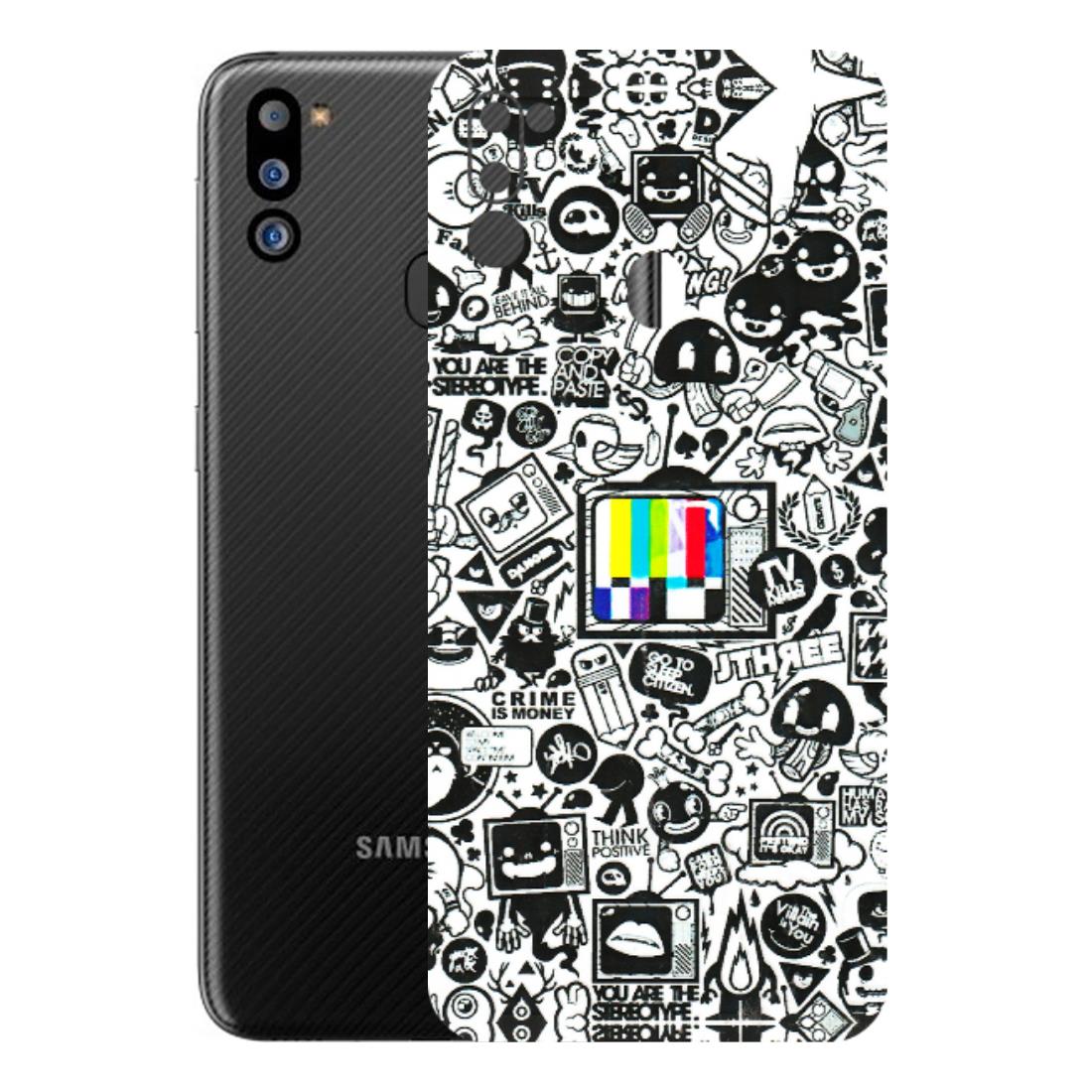 Samsung M/F/Note/Flip and C Phone Skins (All Models) - Doodles Positive Art - 3D Embossed Finish (L-263) Samsung Galaxy M21 2021