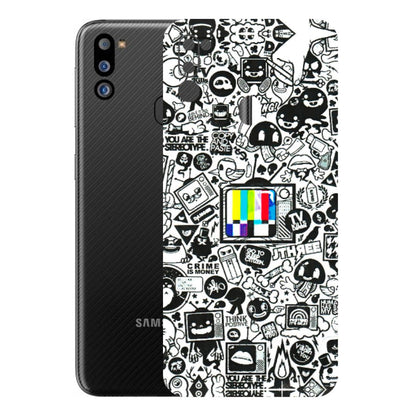 Samsung M/F/Note/Flip and C Phone Skins (All Models) - Doodles Positive Art - 3D Embossed Finish (L-263) Samsung Galaxy M21 2021