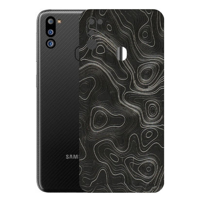 Samsung M/F/Note/Flip and C Phone Skins (All Models) - Abstract White Line Map - 3D Embossed Finish (L-269) Samsung Galaxy M21 2021