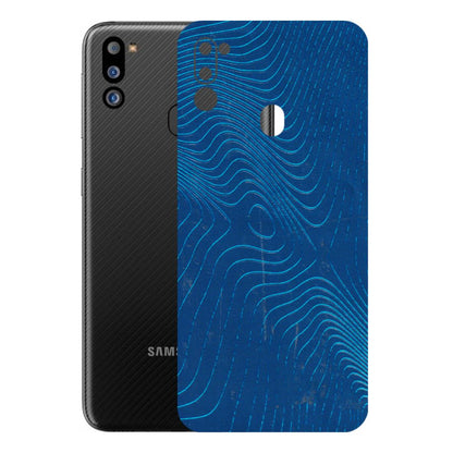 Samsung M/F/Note/Flip and C Phone Skins (All Models) - Abstract Blue Line Map - 3D Embossed Finish (L-272) Samsung Galaxy M21 2021