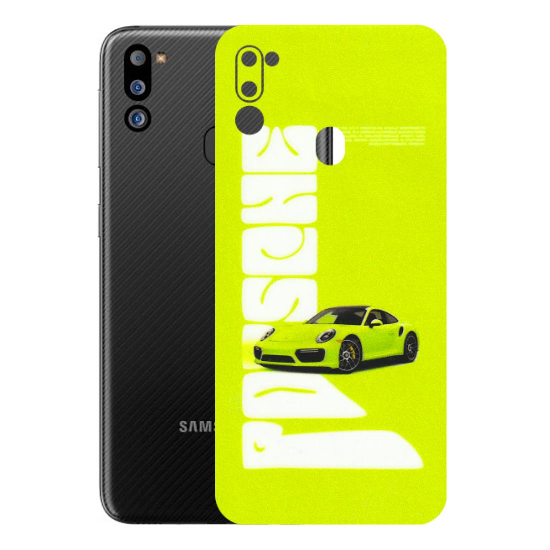 Samsung M/F/Note/Flip and C Phone Skins (All Models) - Lime Green Porche - 3D Embossed Finish (L-30) Samsung Galaxy M21 2021