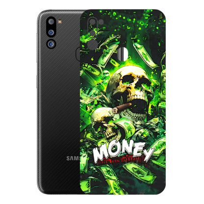 Samsung M/F/Note/Flip and C Phone Skins (All Models) - Skull Money - 3D Embossed Finish (L-303) Samsung Galaxy M21 2021