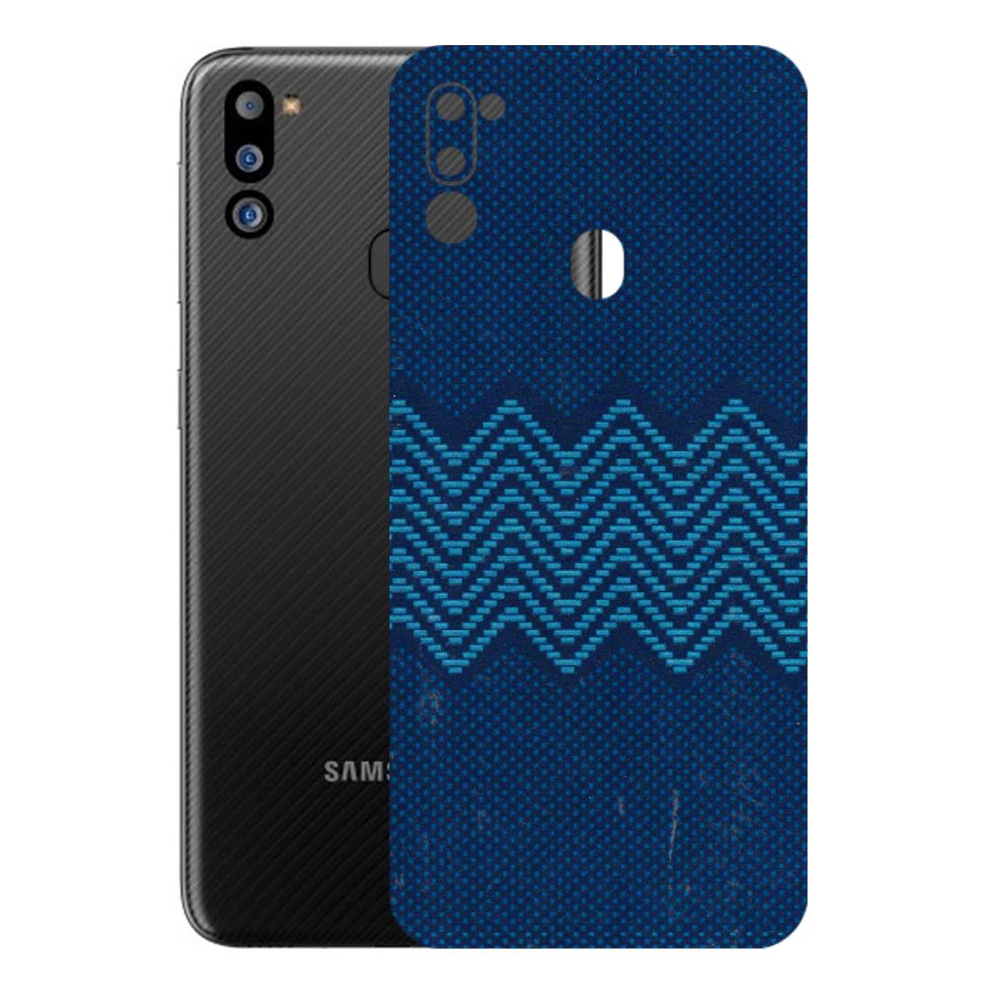 Samsung M/F/Note/Flip and C Phone Skins (All Models) - Blue Sober Waves - 3D Embossed Finish (L-306) Samsung Galaxy M21 2021