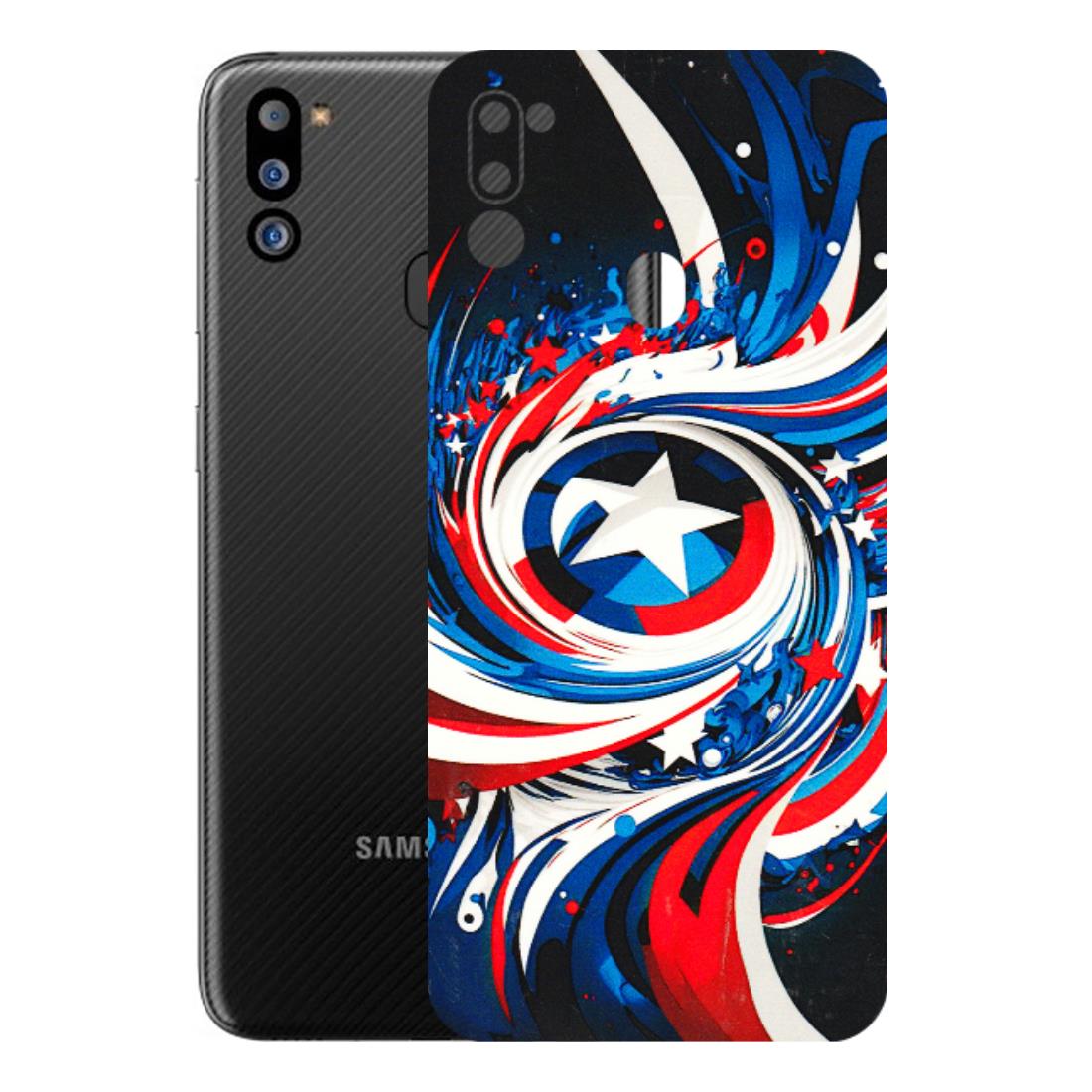 Samsung M/F/Note/Flip and C Phone Skins (All Models) - Captain America Logo - 3D Embossed Finish (L-307) Samsung Galaxy M21 2021
