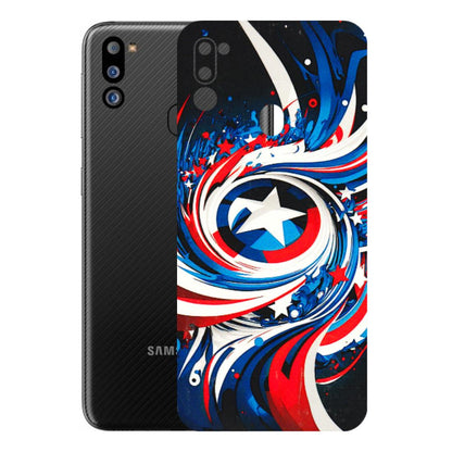 Samsung M/F/Note/Flip and C Phone Skins (All Models) - Captain America Logo - 3D Embossed Finish (L-307) Samsung Galaxy M21 2021