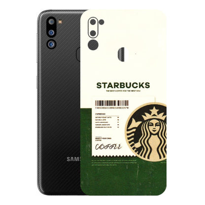 Samsung M/F/Note/Flip and C Phone Skins (All Models) - Starbucks Barcode - 3D Embossed Finish (L-308) Samsung Galaxy M21 2021