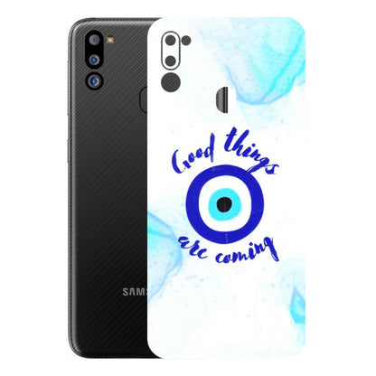 Samsung M/F/Note/Flip and C Phone Skins (All Models) - Evil Eye Good Things Are Coming - 3D Embossed Finish (L-322) Samsung Galaxy M21 2021