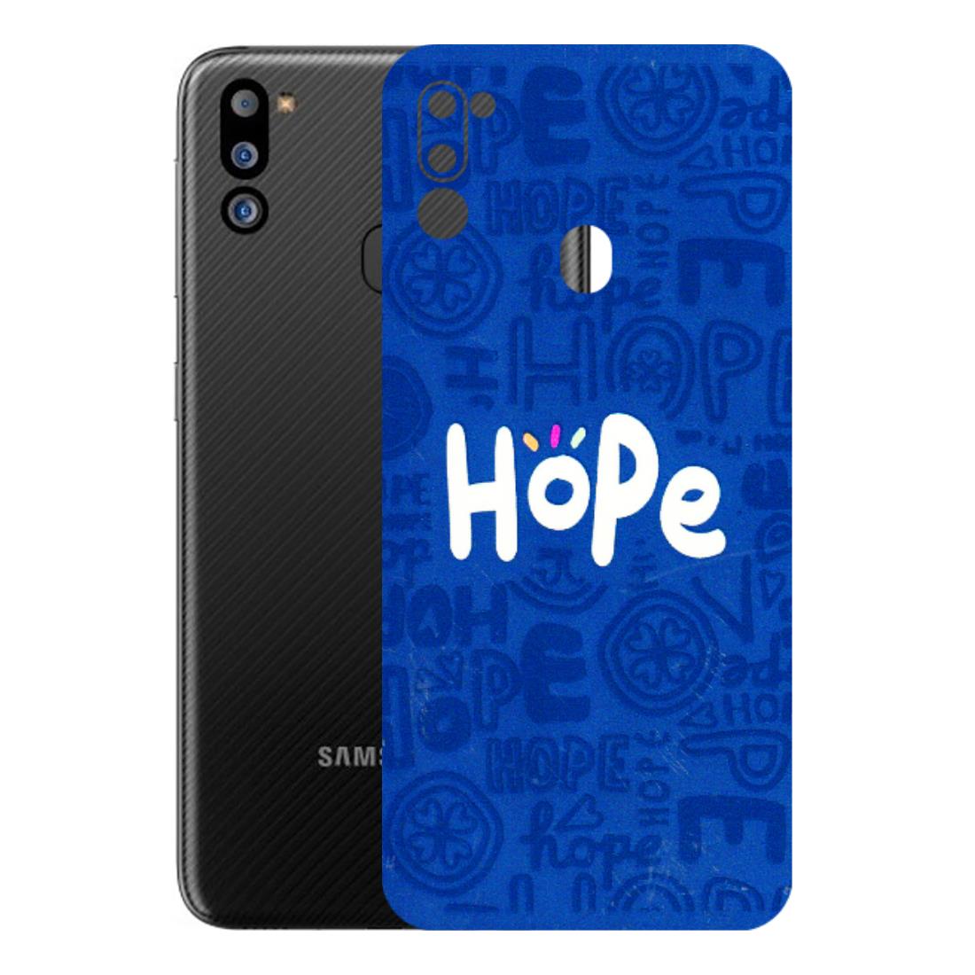 Samsung M/F/Note/Flip and C Phone Skins (All Models) - Hope Doodles Blue - 3D Embossed Finish (L-43) Samsung Galaxy M21 2021