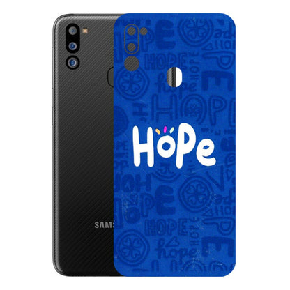 Samsung M/F/Note/Flip and C Phone Skins (All Models) - Hope Doodles Blue - 3D Embossed Finish (L-43) Samsung Galaxy M21 2021