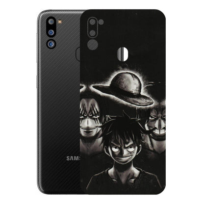 Samsung M/F/Note/Flip and C Phone Skins (All Models) - Black Luffy Hat - 3D Embossed Finish (L-57) Samsung Galaxy M21 2021