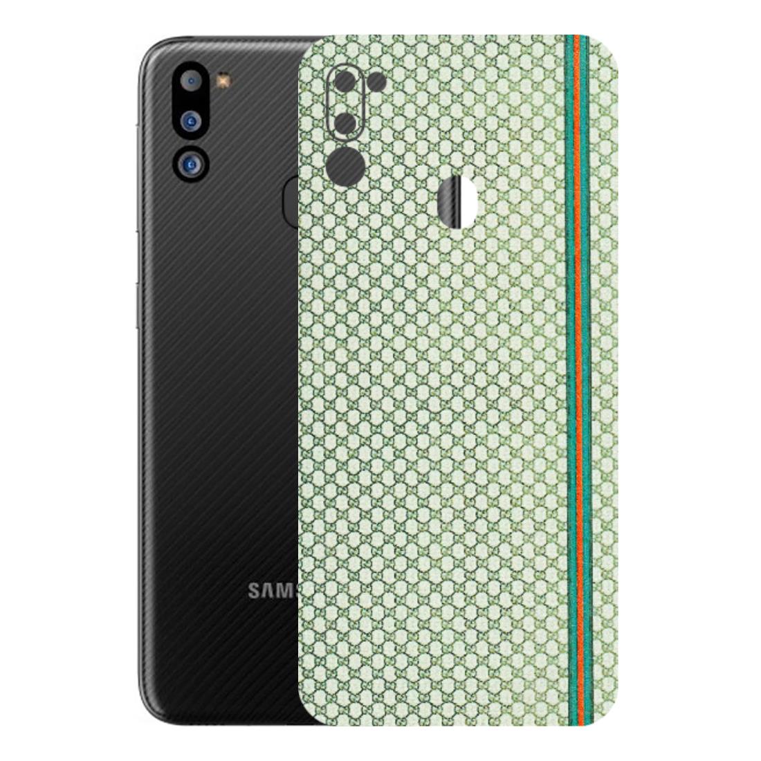 Samsung M/F/Note/Flip and C Phone Skins (All Models) - Gucci Fabric Pattern - 3D Embossed Finish (L-73) Samsung Galaxy M21 2021