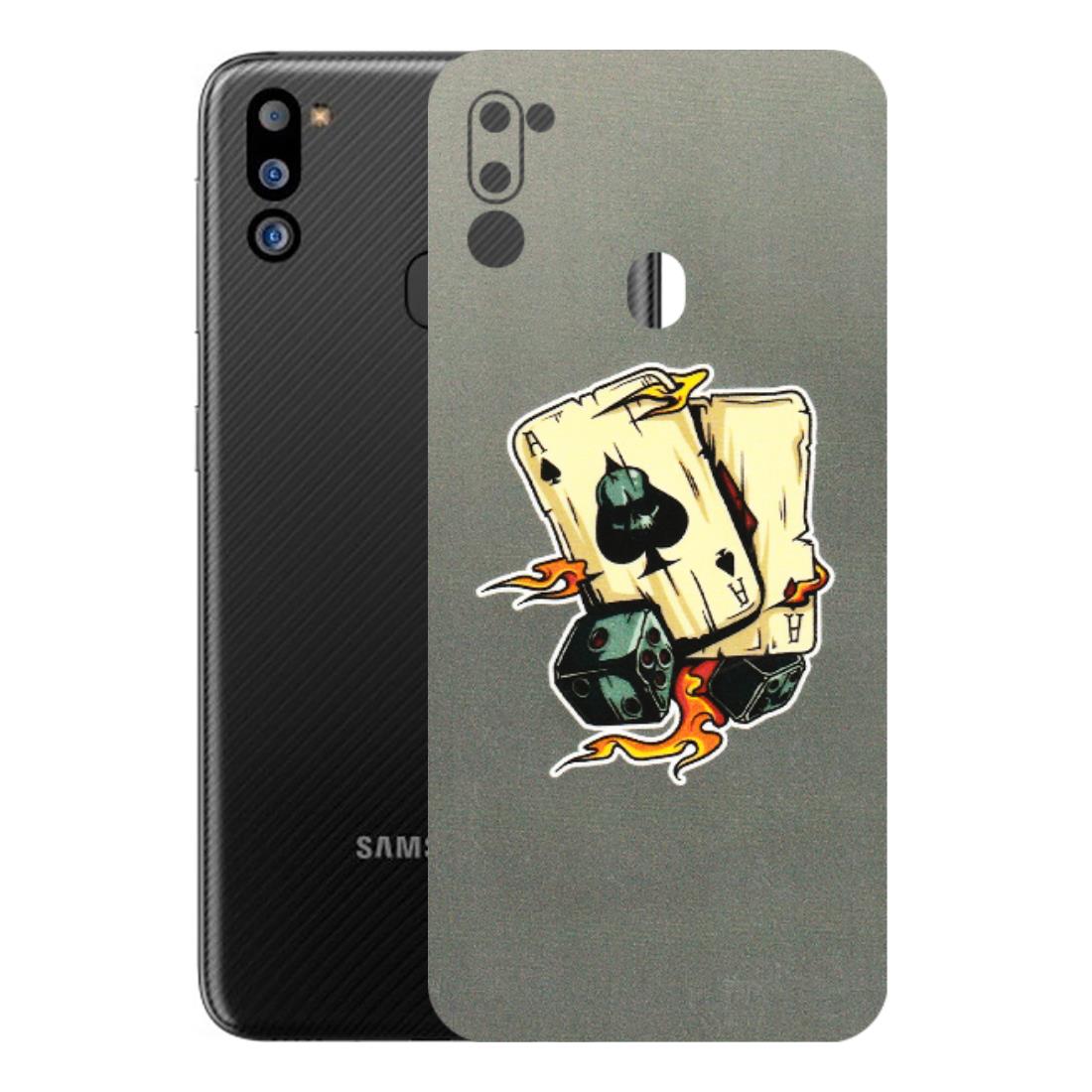 Samsung M/F/Note/Flip and C Phone Skins (All Models) - Grey Cards Of Ace - 3D Embossed Finish (L-77) Samsung Galaxy M21 2021