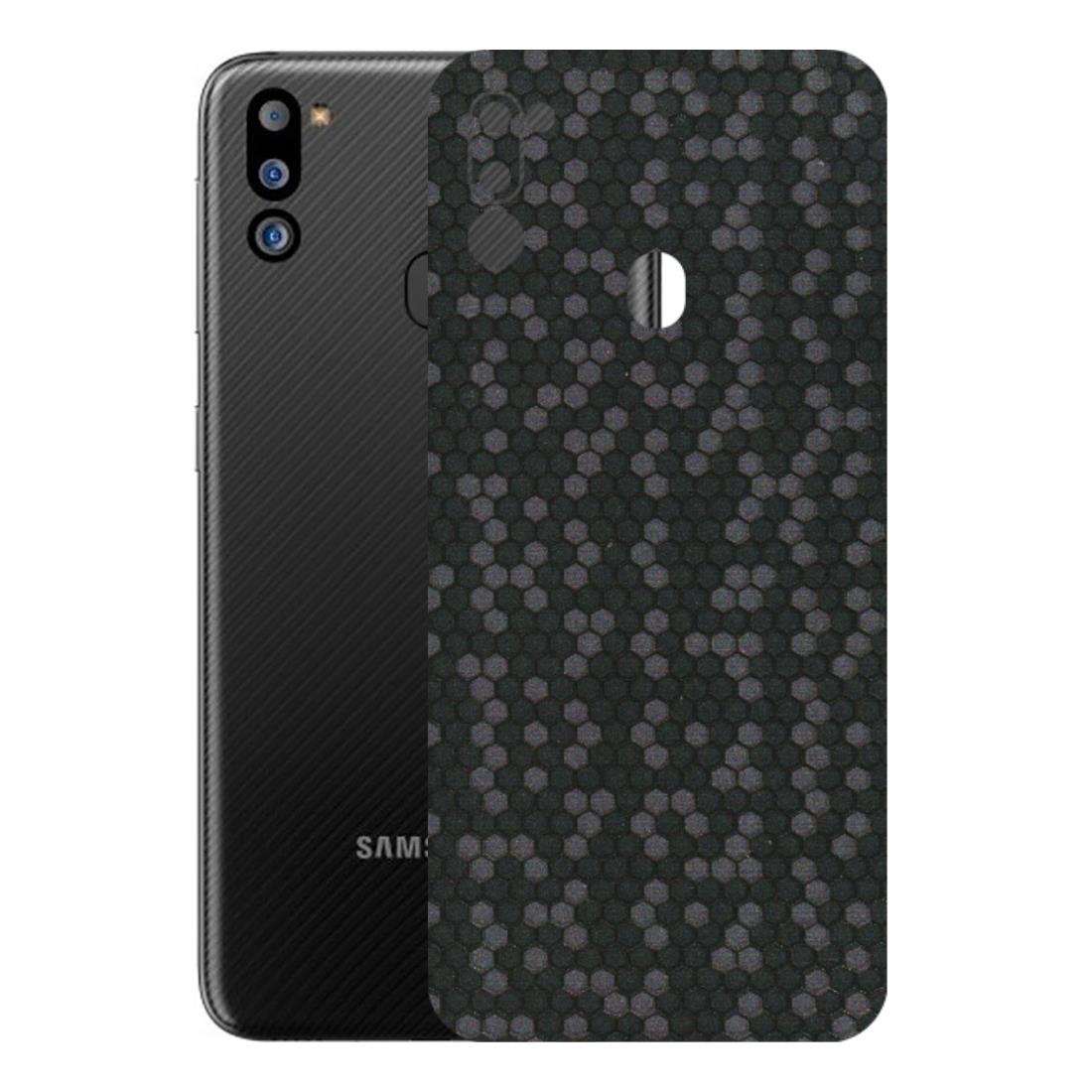 Samsung M/F/Note/Flip and C Phone Skins (All Models) - Black Grey Honeycomb Sober - 3D Embossed Finish (L-85) Samsung Galaxy M21 2021