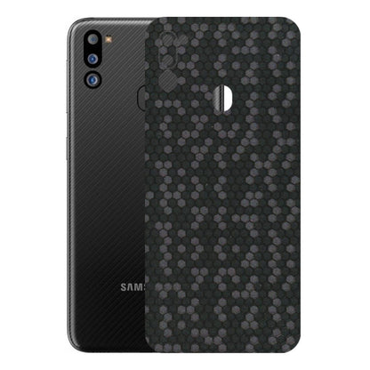 Samsung M/F/Note/Flip and C Phone Skins (All Models) - Black Grey Honeycomb Sober - 3D Embossed Finish (L-85) Samsung Galaxy M21 2021