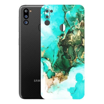 Samsung M/F/Note/Flip and C Phone Skins (All Models) - The Blue Gold Marble - Matte Finish (M-124) Samsung Galaxy M21 2021