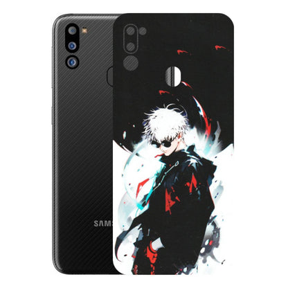 Samsung M/F/Note/Flip and C Phone Skins (All Models) - Gojo Powerful Charater Kaisen Anime - Matte Finish (M-144) Samsung Galaxy M21 2021