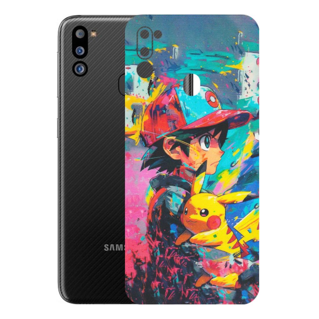 Samsung M/F/Note/Flip and C Phone Skins (All Models) - Ash & Pikachu - Matte Finish (M-26) Samsung Galaxy M21 2021
