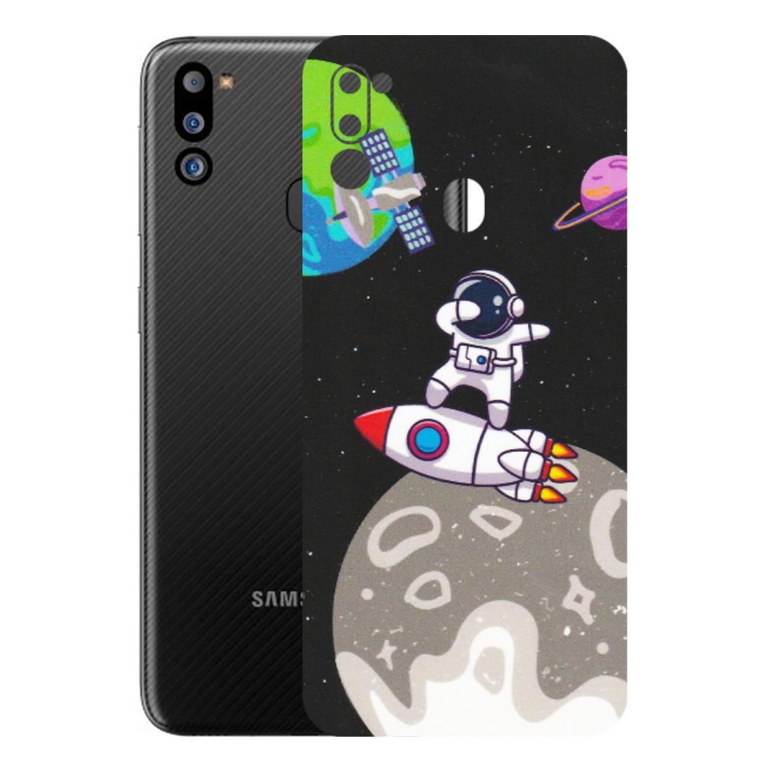 Samsung M/F/Note/Flip and C Phone Skins (All Models) - Astronaut Vibing Toon Running - Matte Finish (M-39) Samsung Galaxy M21 2021