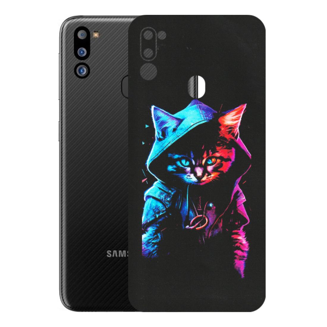 Samsung M/F/Note/Flip and C Phone Skins (All Models) - Cyberpunk Cat - Matte Finish (M-45) Samsung Galaxy M21 2021