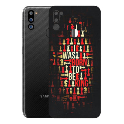 Samsung M/F/Note/Flip and C Phone Skins (All Models) - Born To Be King - Matte Finish (M-73) Samsung Galaxy M21 2021