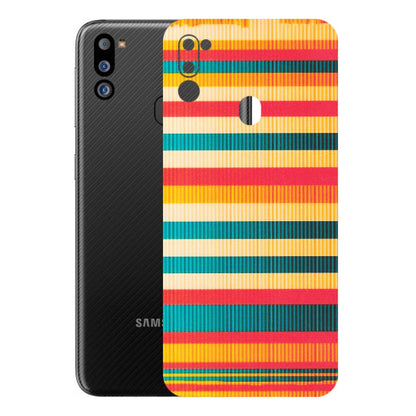 Samsung M/F/Note/Flip and C Phone Skins (All Models) - Colourful Stripes Soothing Effect - Matte Finish (M-86) Samsung Galaxy M21 2021