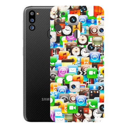 Samsung M/F/Note/Flip and C Phone Skins (All Models) - All Apple Icons - Matte Finish (M-93) Samsung Galaxy M21 2021