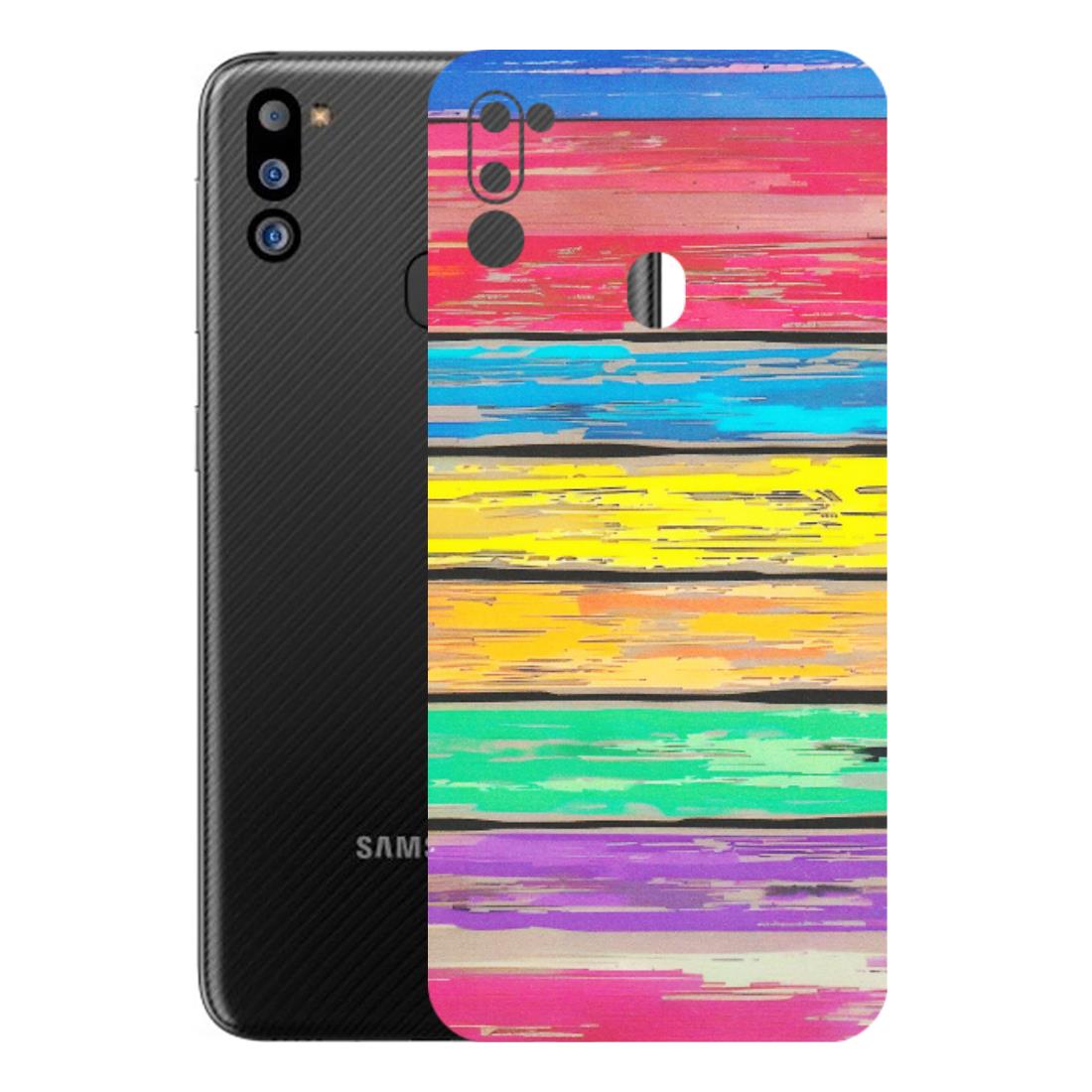 Samsung M/F/Note/Flip and C Phone Skins (All Models) - Multi Colour Wooden Wall - Matte Finish (M-96) Samsung Galaxy M21 2021
