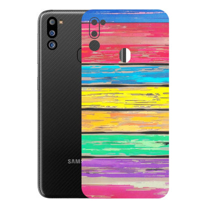 Samsung M/F/Note/Flip and C Phone Skins (All Models) - Multi Colour Wooden Wall - Matte Finish (M-96) Samsung Galaxy M21 2021