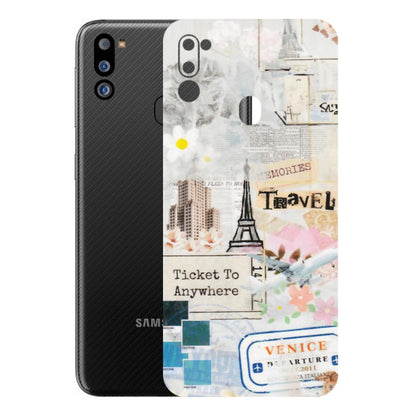 Samsung M/F/Note/Flip and C Phone Skins (All Models) - Travel Memories - Transparent Finish (T-09) Samsung Galaxy M21 2021