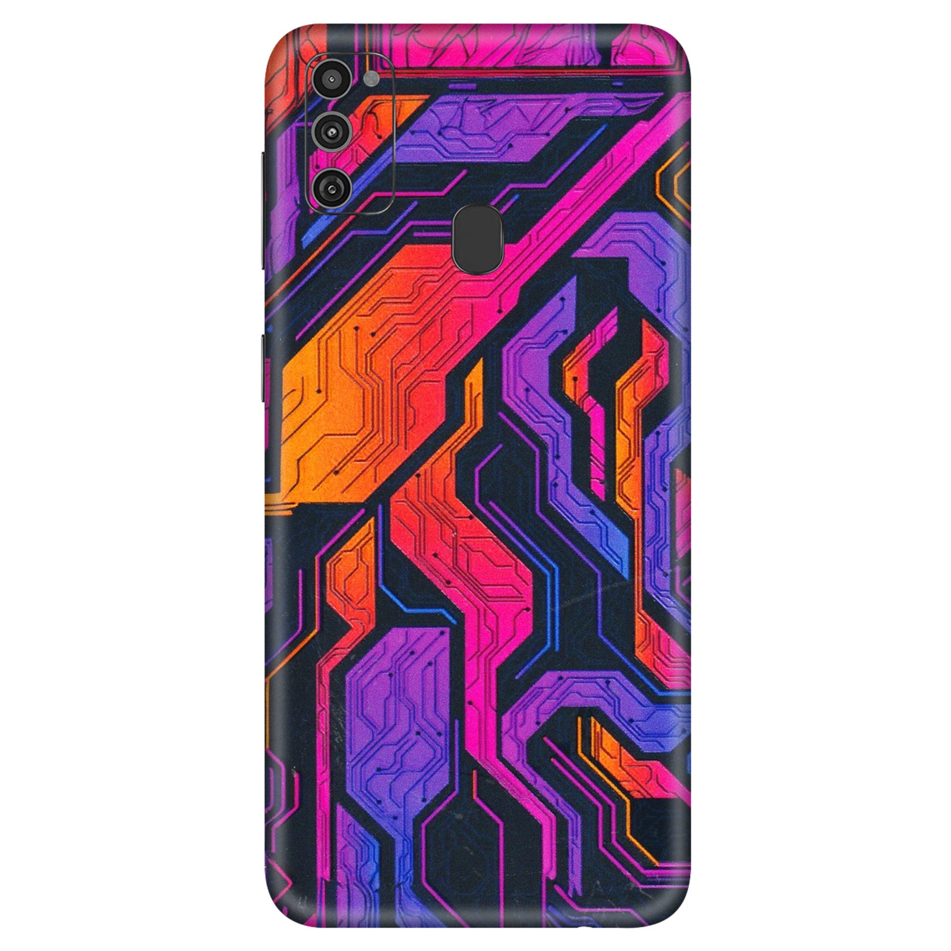 Samsung M/F/Note/Flip and C Phone Skins (All Models) - Tech Circuits Futuristic - 3D Embossed Finish (L-07) Samsung Galaxy M21