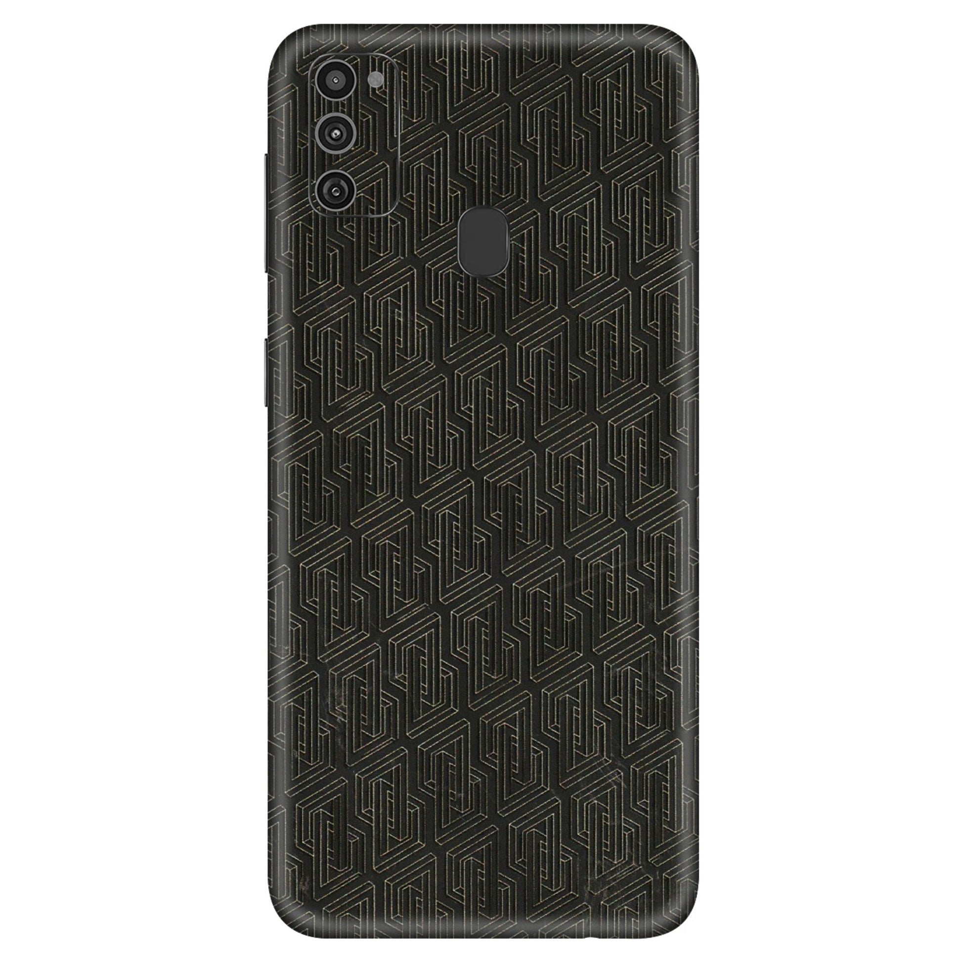 Samsung M/F/Note/Flip and C Phone Skins (All Models) - Black Abstract Pattern - 3D Embossed Finish (L-117) Samsung Galaxy M21
