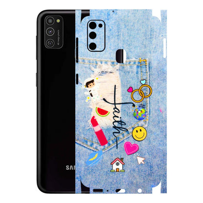 Samsung M/F/Note/Flip and C Phone Skins (All Models) - Denim Jeans Pocket - 3D Embossed Finish (L-134) Samsung Galaxy M21