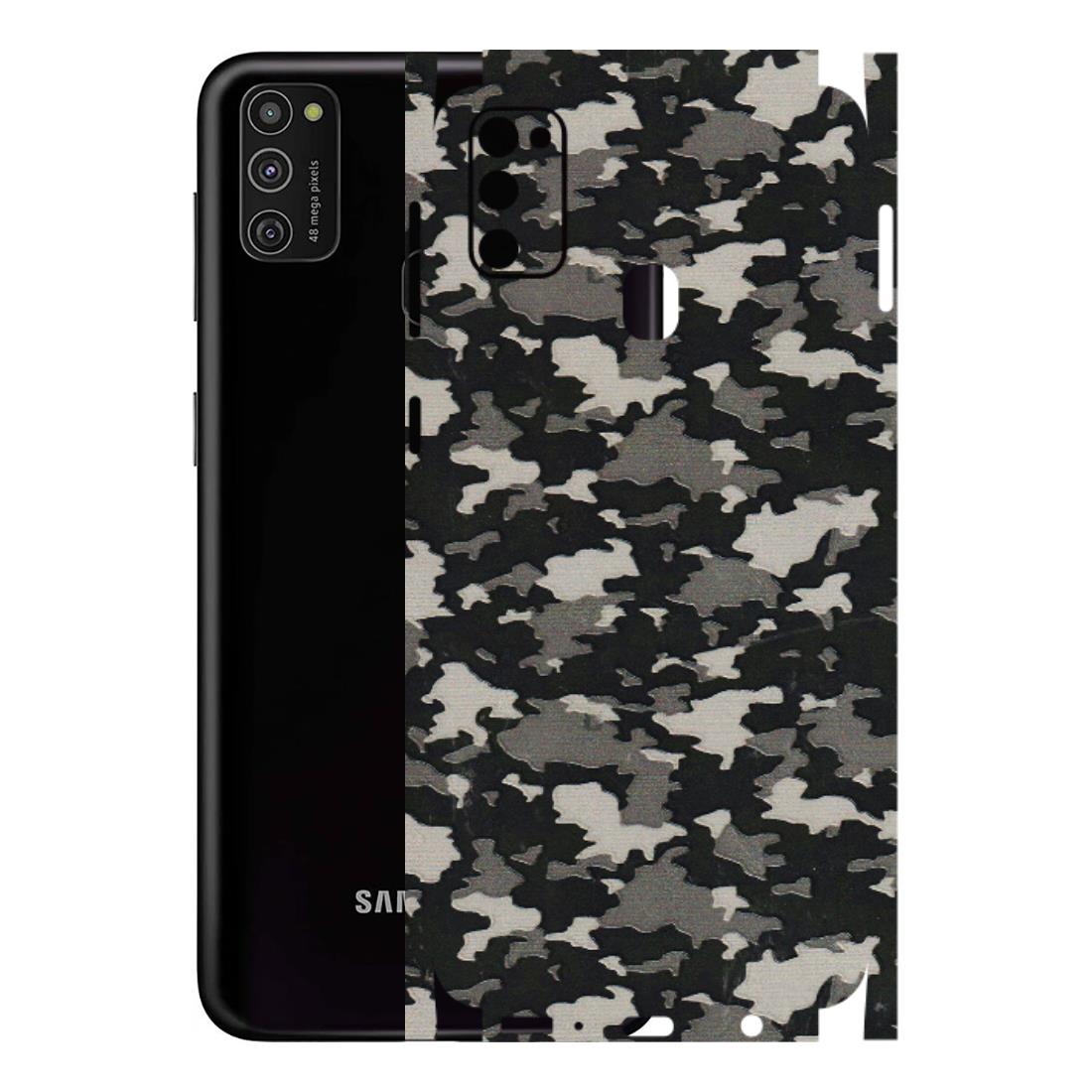 Samsung M/F/Note/Flip and C Phone Skins (All Models) - Black/Grey Camoflaunge - 3D Embossed Finish (L-142) Samsung Galaxy M21