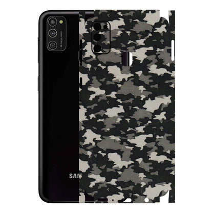 Samsung M/F/Note/Flip and C Phone Skins (All Models) - Black/Grey Camoflaunge - 3D Embossed Finish (L-142) Samsung Galaxy M21