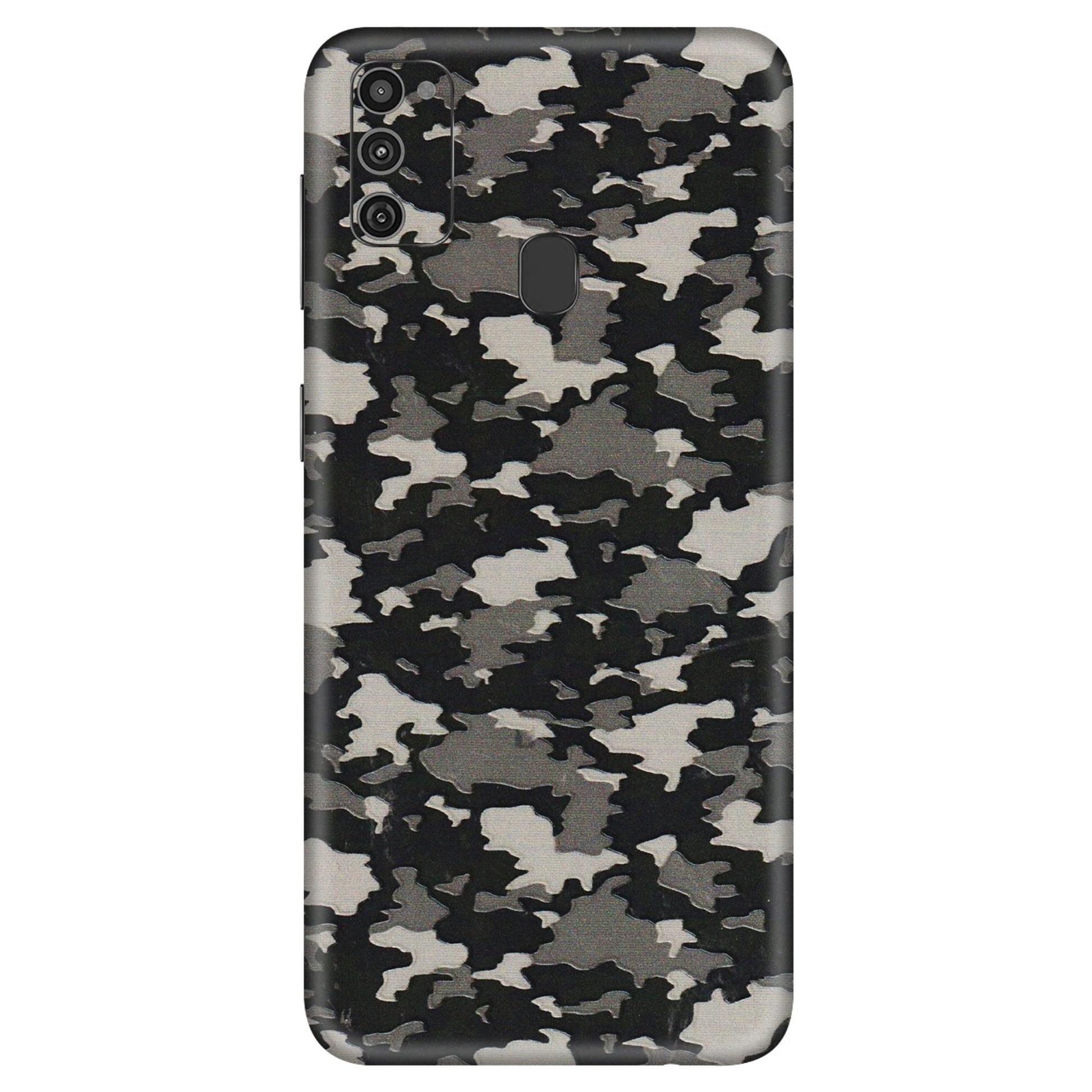 Samsung M/F/Note/Flip and C Phone Skins (All Models) - Black/Grey Camoflaunge - 3D Embossed Finish (L-142) Samsung Galaxy M21