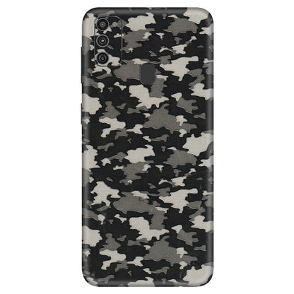 Samsung M/F/Note/Flip and C Phone Skins (All Models) - Black/Grey Camoflaunge - 3D Embossed Finish (L-142) Samsung Galaxy M21