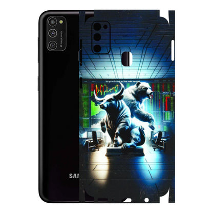Samsung M/F/Note/Flip and C Phone Skins (All Models) - Stock Market Sensex Bear vs Bulls - 3D Embossed Finish (L-15) Samsung Galaxy M21