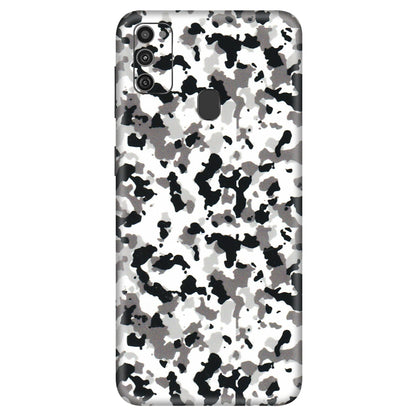 Samsung M/F/Note/Flip and C Phone Skins (All Models) - White Black Camouflage - 3D Embossed Finish (L-18) Samsung Galaxy M21
