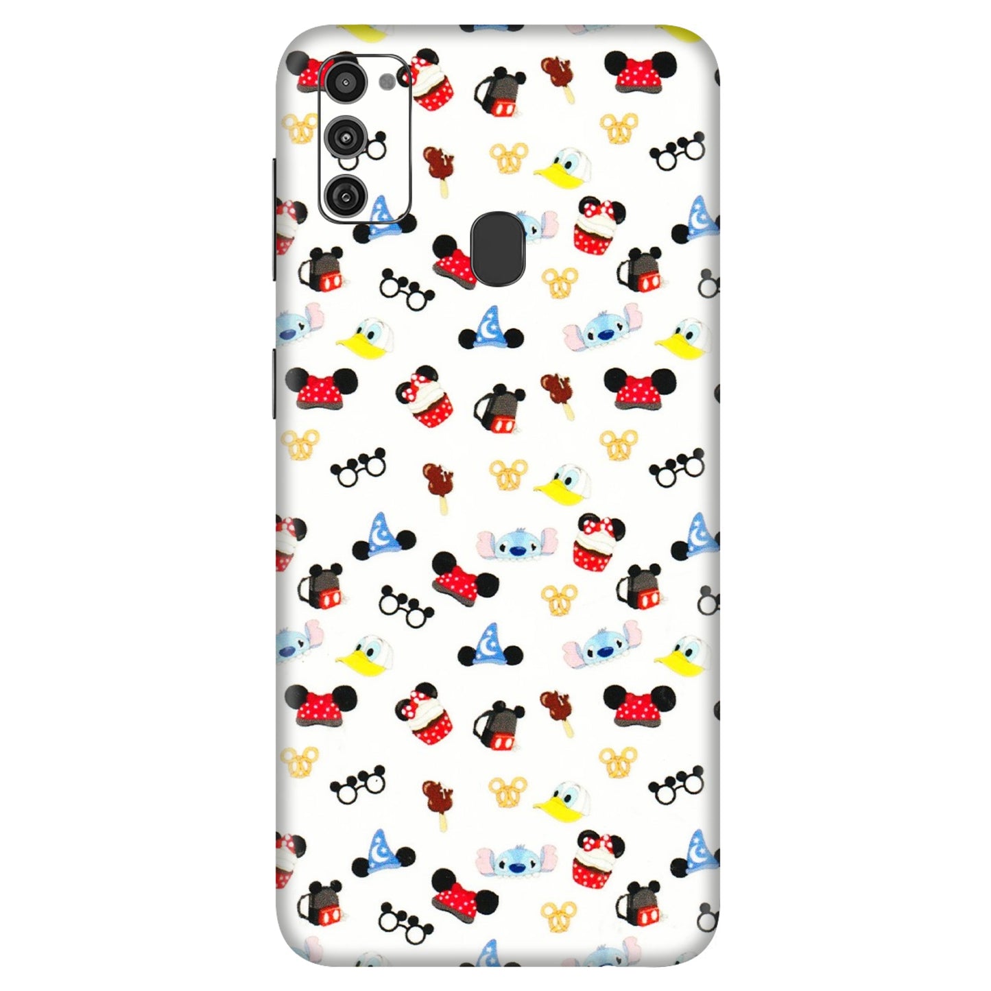 Samsung M/F/Note/Flip and C Phone Skins (All Models) - Minnie Mouse & Donald Doodles s - 3D Embossed Finish (L-194) Samsung Galaxy M21