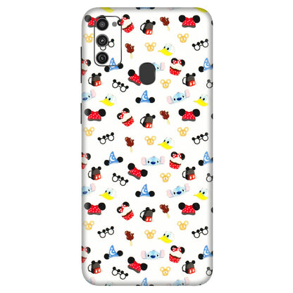 Samsung M/F/Note/Flip and C Phone Skins (All Models) - Minnie Mouse & Donald Doodles s - 3D Embossed Finish (L-194) Samsung Galaxy M21