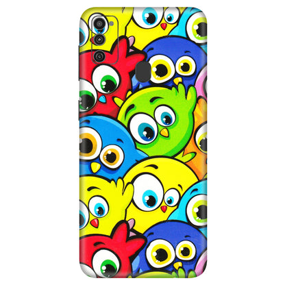 Samsung M/F/Note/Flip and C Phone Skins (All Models) - Cute Fluffy Birds - 3D Embossed Finish (L-213) Samsung Galaxy M21