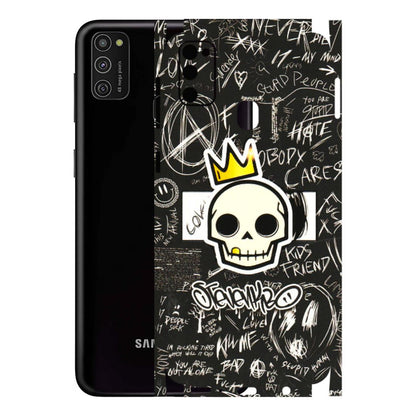 Samsung M/F/Note/Flip and C Phone Skins (All Models) - Funny Skull Black Chalk Grafitti - 3D Embossed Finish (L-22) Samsung Galaxy M21