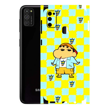 Samsung M/F/Note/Flip and C Phone Skins (All Models) - Yellow Blue Shinchan Cute - 3D Embossed Finish (L-221) Samsung Galaxy M21