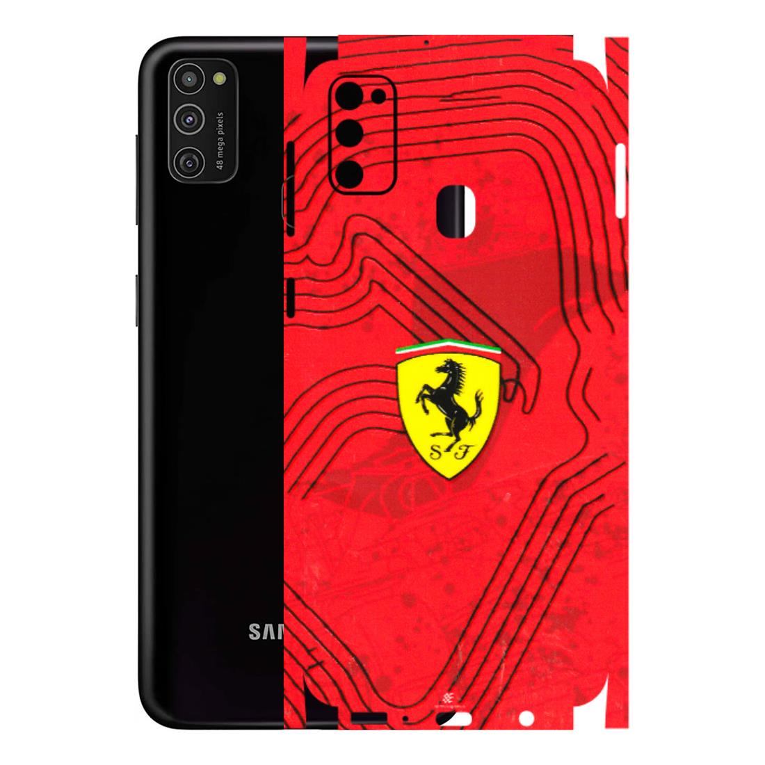 Samsung M/F/Note/Flip and C Phone Skins (All Models) - Red Ferrari Logo Stylish - 3D Embossed Finish (L-238) Samsung Galaxy M21