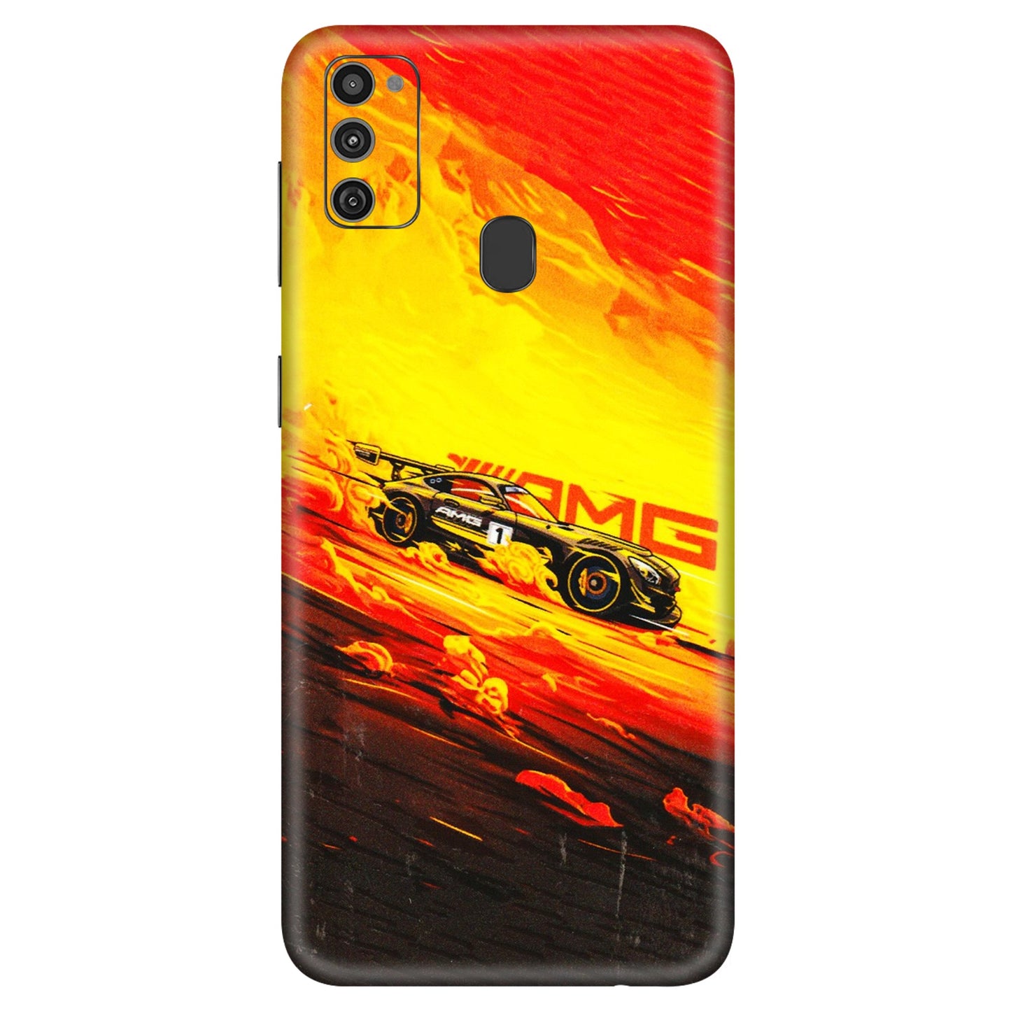 Samsung M/F/Note/Flip and C Phone Skins (All Models) - AMG Car Speed Cover - 3D Embossed Finish (L-256) Samsung Galaxy M21