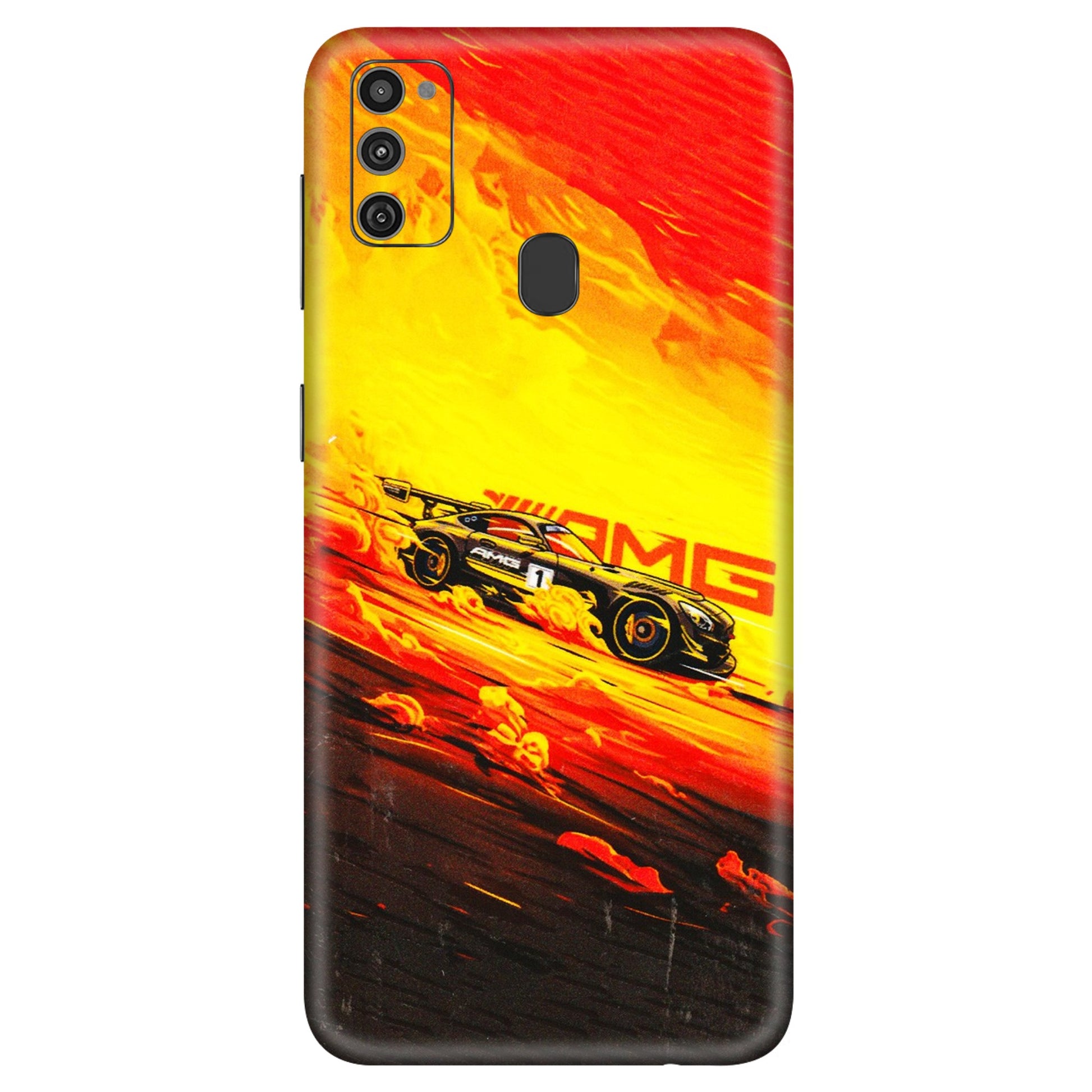 Samsung M/F/Note/Flip and C Phone Skins (All Models) - AMG Car Speed Cover - 3D Embossed Finish (L-256) Samsung Galaxy M21